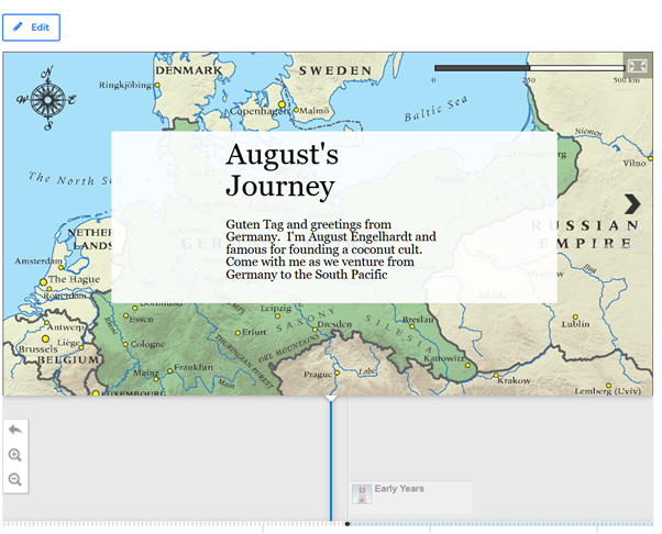 screenshot of a timeline of August Journey